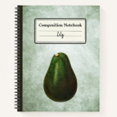 Persea Avocado Illustratie Gepersonaliseerde Comp Notitieboek (Voorkant)