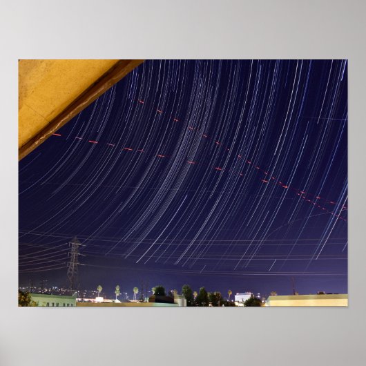 Perseïde sterrensporen boven stadslichten poster (Voorkant)