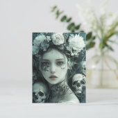 Persephone bloemen en schedels briefkaart (Staand voorkant)