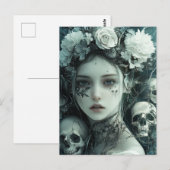 Persephone bloemen en schedels briefkaart (Voorkant / Achterkant)