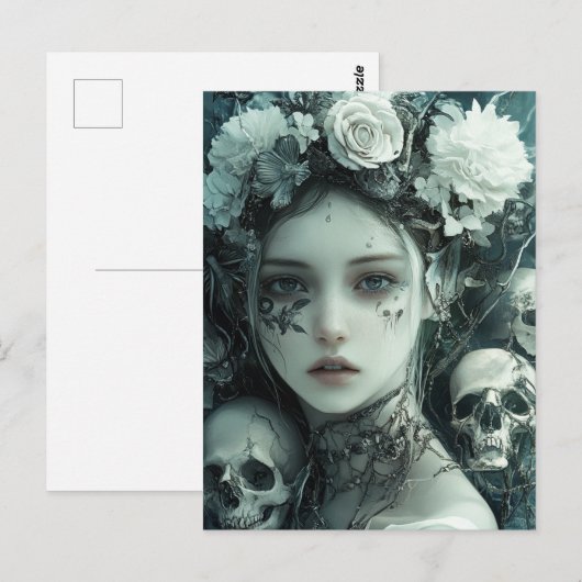 Persephone bloemen en schedels briefkaart (Voorkant / Achterkant)