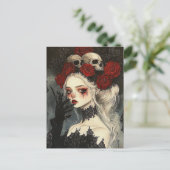 Persephone Gothic Red Roses Skulls Briefkaart (Staand voorkant)