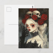 Persephone Gothic Red Roses Skulls Briefkaart (Voorkant / Achterkant)