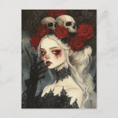 Persephone Gothic Red Roses Skulls Briefkaart (Voorkant)