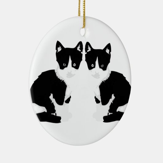 "persephone&hades" tuxedo kattenversiering keramisch ornament (Rechts)