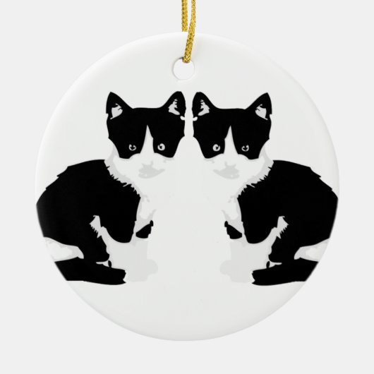 "persephone&hades" tuxedo kattenversiering keramisch ornament (Voorkant)