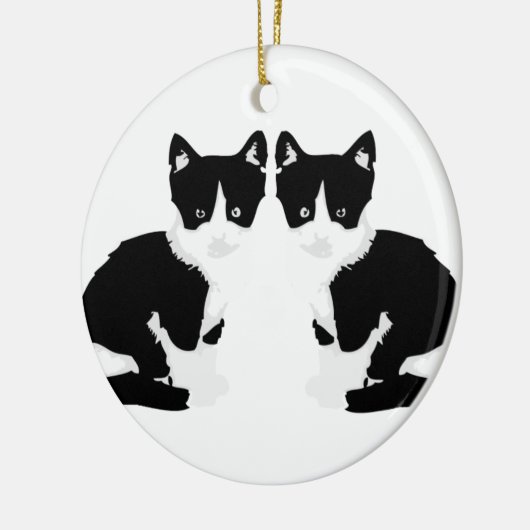 "persephone&hades" tuxedo kattenversiering keramisch ornament (Links)