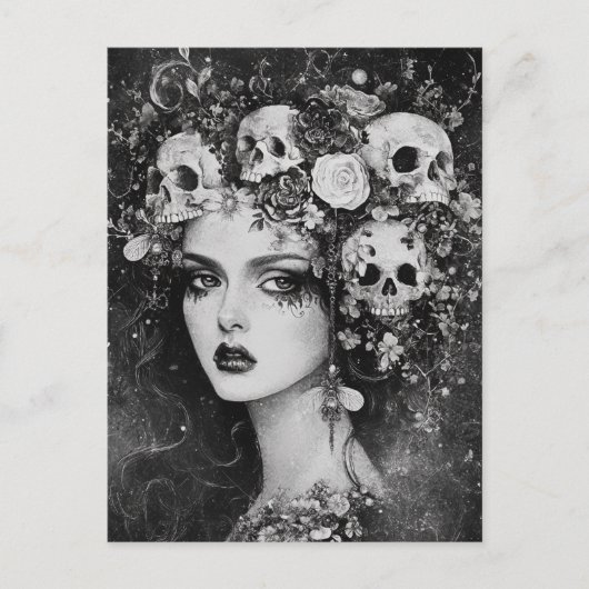 Persephone in zwart-wit briefkaart (Voorkant)