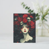 Persephone Rode bloemen en schedels Briefkaart (Staand voorkant)