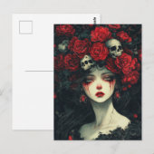 Persephone Rode bloemen en schedels Briefkaart (Voorkant / Achterkant)