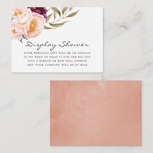 Perserij en Bourgogne Floral Baby shower Display S Informatiekaartje (Voorkant / Achterkant)