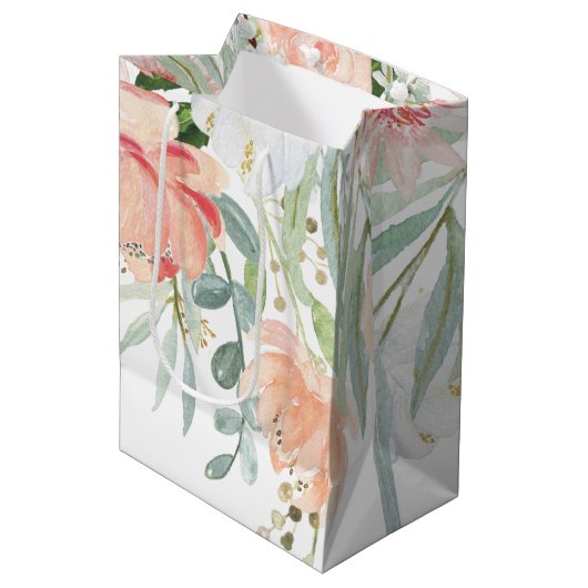 Perserij Groene Waterverf Bloemen MEDIUM Bags Medium Cadeauzakje (Voorkant Gekanteld)