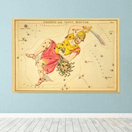Perseus - Astronomisch Star Chart Afbeelding Canvas Afdruk (Insitu (Houten vloer))