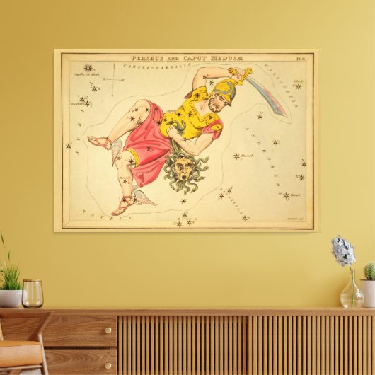 Perseus - Astronomisch Star Chart Afbeelding Canvas Afdruk (Insitu (Woonkamer))