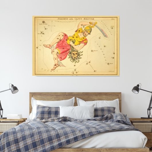 Perseus - Astronomisch Star Chart Afbeelding Canvas Afdruk (Insitu (Slaapkamer))
