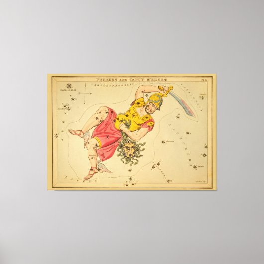 Perseus - Astronomisch Star Chart Afbeelding Canvas Afdruk (Voorkant)