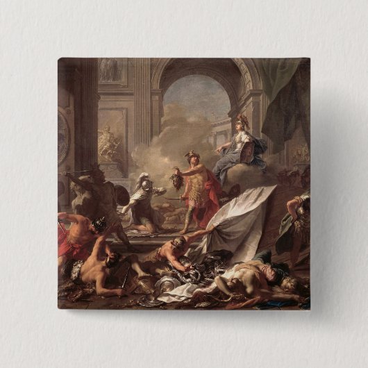 Perseus, beschermd door Minerva Vierkante Button 5,1 Cm (Voorkant)