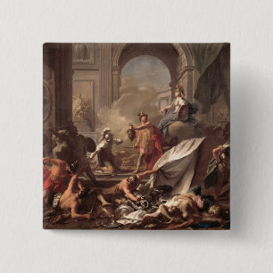 Perseus, beschermd door Minerva Vierkante Button 5,1 Cm