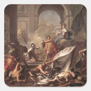 Perseus, beschermd door Minerva Vierkante Sticker