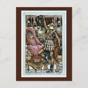 Perseus die het hoofd van de Gorgon toont Briefkaart