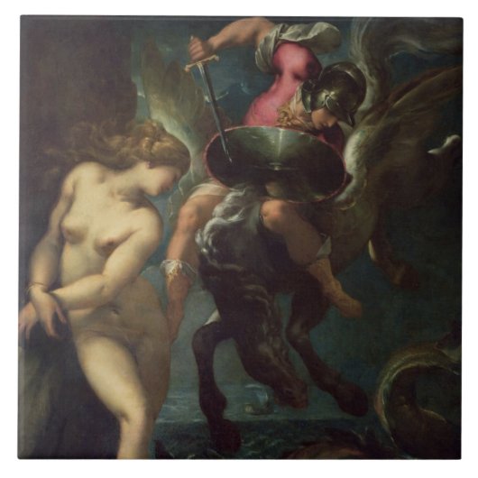 Perseus en Andromeda, c.1610 (olie op canvas) Tegeltje (Voorkant)