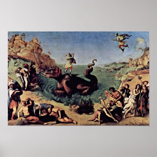 Perseus Freed Andromeda door Piero di cosimo Poster (Voorkant)
