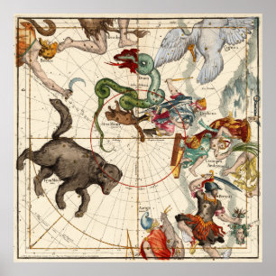 Perseus, Hercules, Cassiopea en Andromeda Poster