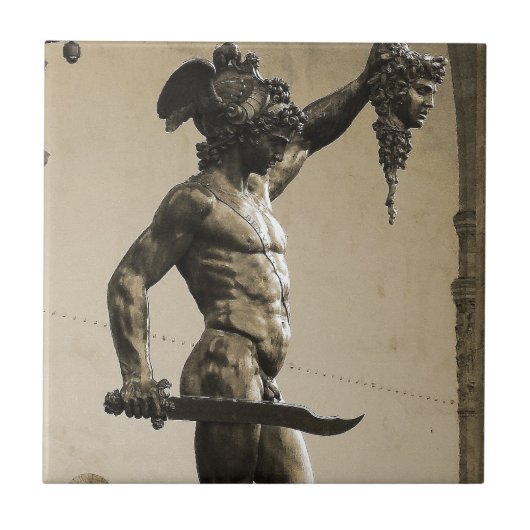 Perseus met het hoofd van Medusa Tegeltje (Voorkant)