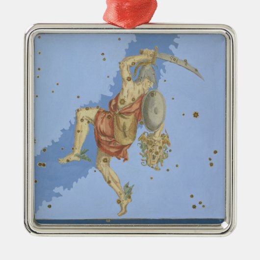 Perseus met het hoofd van Medusa, uit 'Uranometria Metalen Ornament (Voorkant)