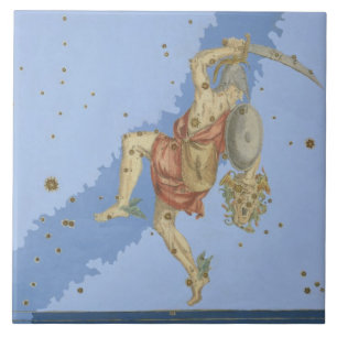 Perseus met het hoofd van Medusa, uit 'Uranometria Tegeltje