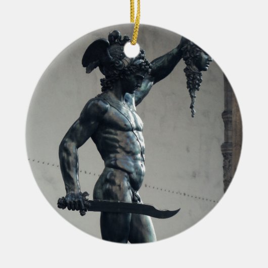 Perseus met hoofd Medusa Keramisch Ornament (Voorkant)