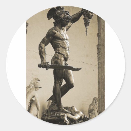 Perseus met hoofd Medusa Ronde Sticker (Voorkant)
