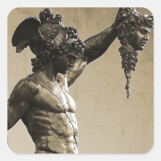 Perseus met hoofd Medusa Vierkante Sticker (Voorkant)
