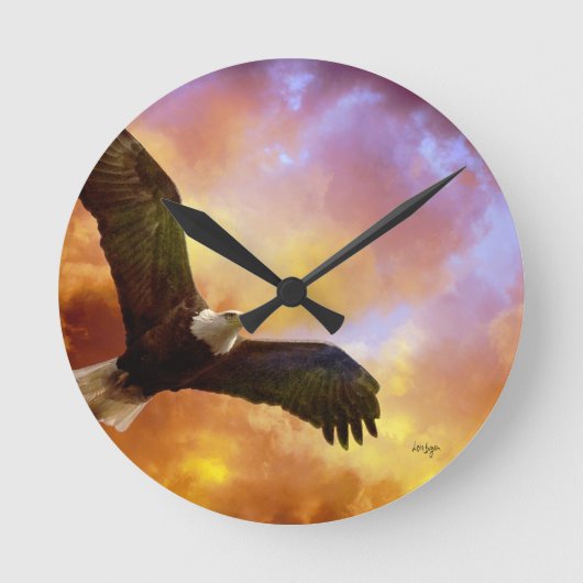 Perseverance American Eagle Clock van Lois Bryan Ronde Klok (Voorkant)