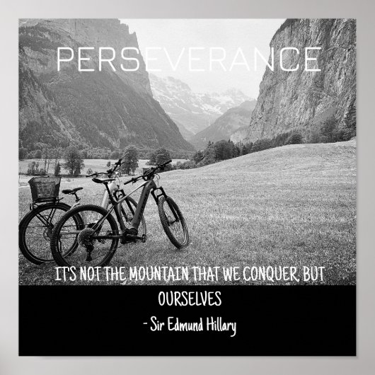 Perseverance Bergen en Fietsen Zwitserland Poster (Voorkant)