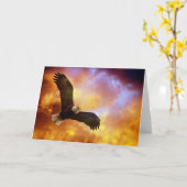 Perseverance-Eagle In Firey Clouds Blank Notecard Kaart (Gele Bloem)