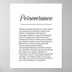 PERSEVERANCE Inspirerende Motiverende Muurkunst Poster