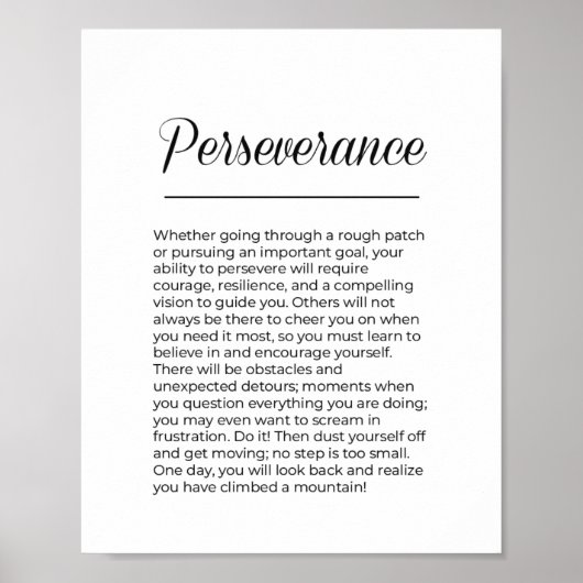 PERSEVERANCE Inspirerende Motiverende Muurkunst Poster (Voorkant)