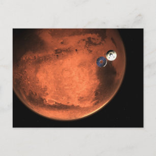 Perseverance Rover gieten van zijn cruise stage. Briefkaart