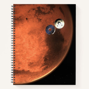 Perseverance Rover gieten van zijn cruise stage. Notitieboek