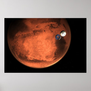 Perseverance Rover gieten van zijn cruise stage. Poster