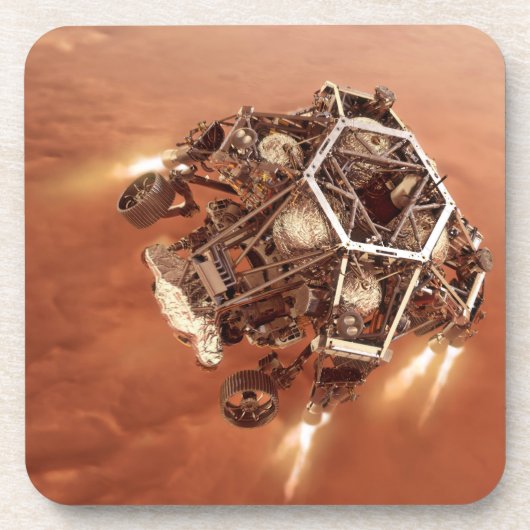 Perseverance Rover vuurt afdaling fase motoren op Bier Onderzetter (Voorkant)