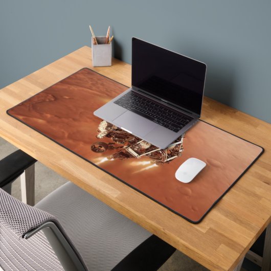 Perseverance Rover vuurt afdaling fase motoren op Bureaumat (Kantoor 2)