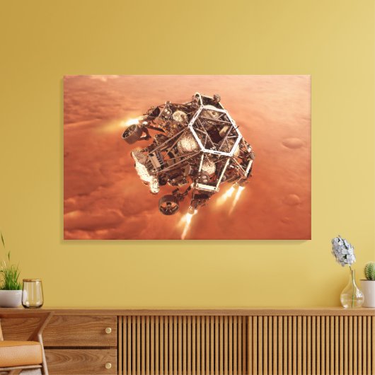 Perseverance Rover vuurt afdaling fase motoren op Canvas Afdruk (Insitu (Woonkamer))