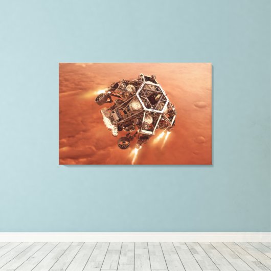 Perseverance Rover vuurt afdaling fase motoren op Canvas Afdruk (Insitu (Houten vloer))