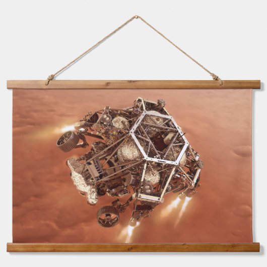 Perseverance Rover vuurt afdaling fase motoren op Hangend Wandkleed (Voorkant)