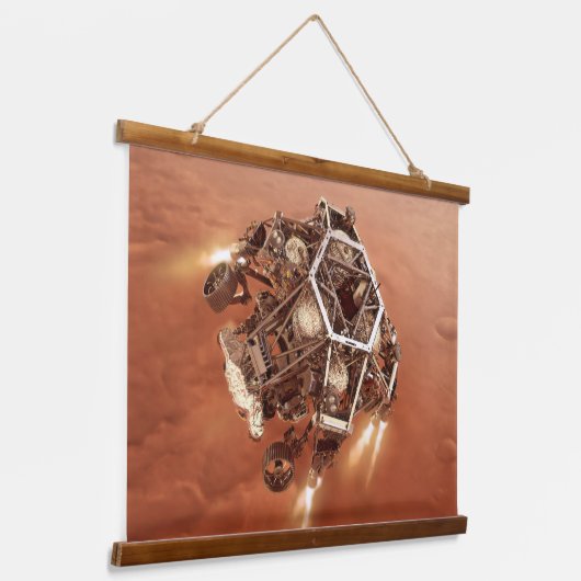 Perseverance Rover vuurt afdaling fase motoren op Hangend Wandkleed (Gebogen)