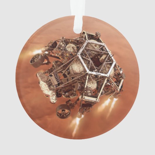 Perseverance Rover vuurt afdaling fase motoren op Ornament (achterkant)