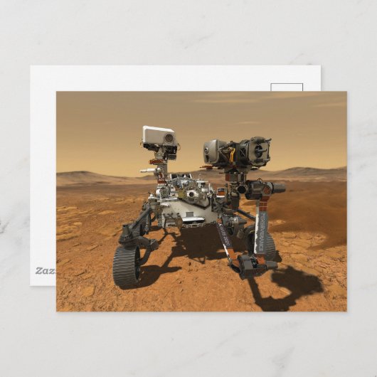 Perseverance Rover werkt op het oppervlak van Mars Briefkaart (Voorkant / Achterkant)