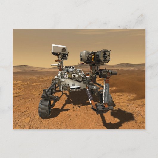 Perseverance Rover werkt op het oppervlak van Mars Briefkaart (Voorkant)